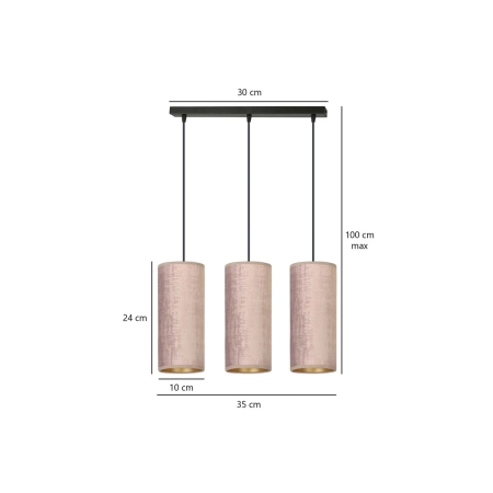 Lampa wisząca z różowymi abażurami 1061/3 z serii BENTE - 5