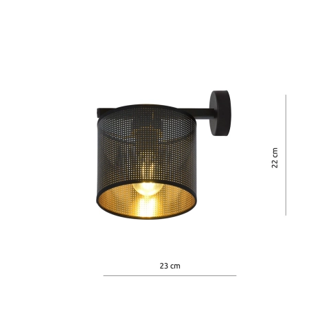 Czarno-złota, abażurowa lampa ścienna 1144/K1 z serii JORDAN - 3