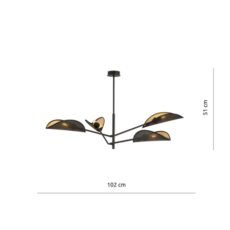 Lampa sufitowa z czarno-złotymi abażurami 1158/4 z serii VENE - 7