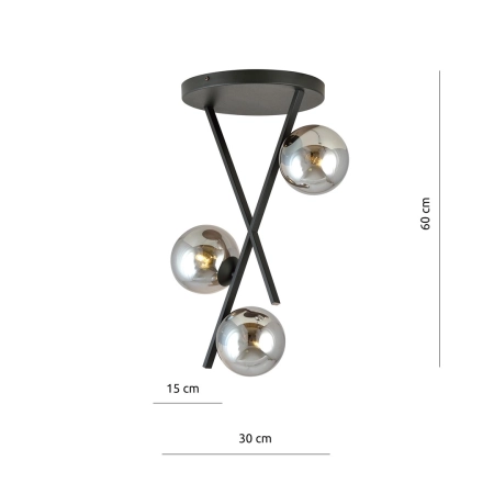 Stylowa lampa sufitowa z grafitowymi kloszami 1196/3 z serii RIVER - 4