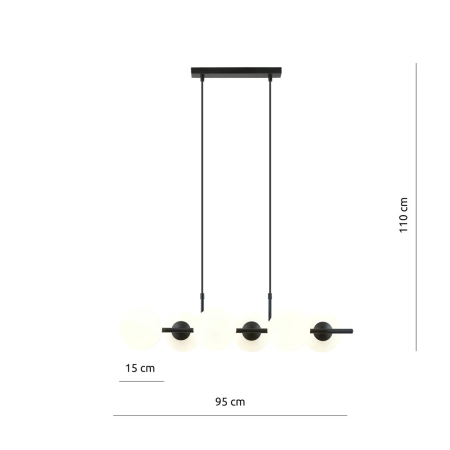 Podłużna, ozdobna lampa nad stół z 6 kloszami 1205/6 z serii RORY - 4