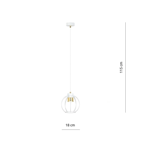 Pojedyncza biała lampa wisząca ze złotym detalem 1224/1 z serii AJAX - 4