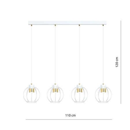 Lampa - cztery druciane klosze zwisające z listwy 1224/4 z serii AJAX - 4