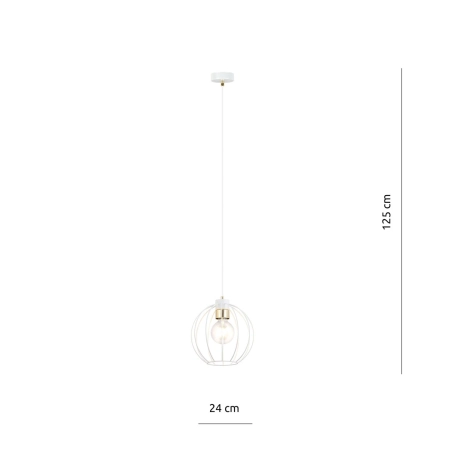 Biała lampa wykonana z drutu, ze złotym akcentem 1223/1 z serii GINO - 4