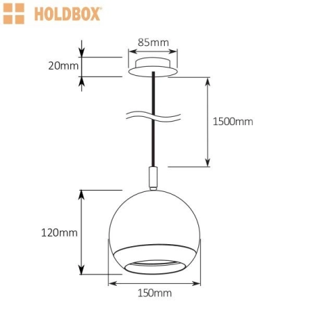 Lampa wisząca HB14016 z serii BALLABIO - HOLDBOX - wymiary