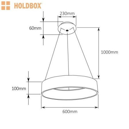 Lampa wisząca LED biała obręcz ⌀60cm 3000K HB14029 z serii PULSANO - wymiary