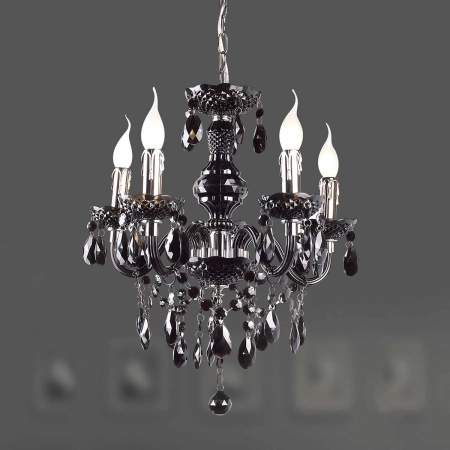 Lampa wisząca z czarnymi kryształkami, do salonu L.90690/5BL z serii WHIZ 3