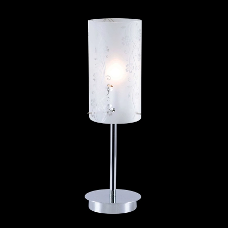 Prosta, srebrna lampka stołowa z mlecznym kloszem MTM1672/1 z serii VALVE
