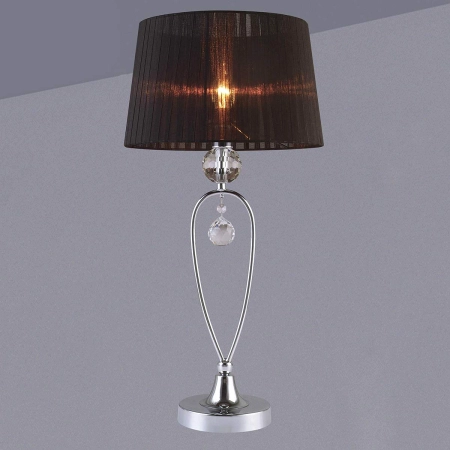 Srebrna lampka z czarnym abażurem, do sypialni MTM1637-1 z serii VIVIEN