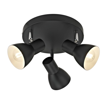Okrągła, czarna lampa sufitowa do garderoby SPL-3422-3-BL z serii RIADO
