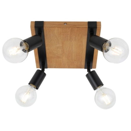 Kwadratowa, drewniana lampa sufitowa ze spotami SPL-2079-4 z serii MOLINI