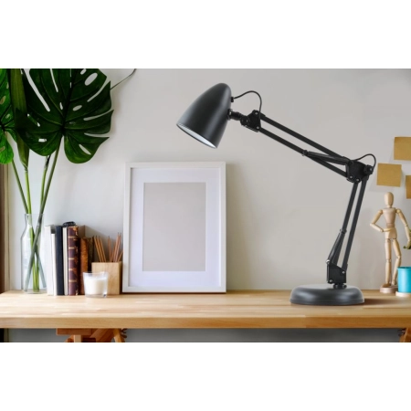 Czarna lampka biurkowa w stylu kreślarskim TB-29928-BK z serii NOTARI - wizualizacja