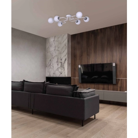 Lampa sufitowa z białymi kloszami do salonu K-4056 z serii BARI - wizualizacja