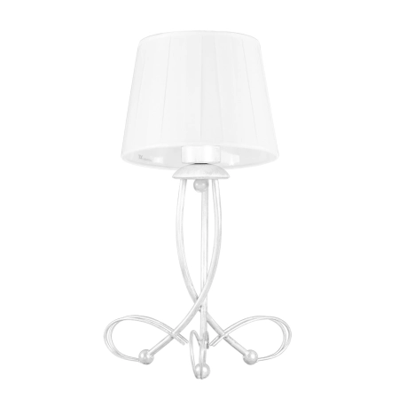 Stylowa, srebrna lampka stołowa na szafkę nocną K-4073 z serii IRMA