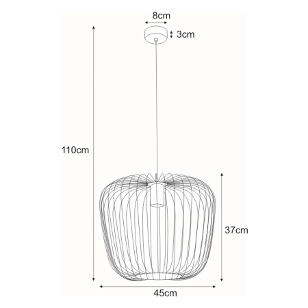 Lampa wisząca z dużym, drucianym kloszem ⌀45cm K-4113 z serii FINEUS - wymiary