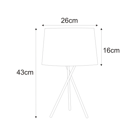 Lampka stołowa mały, szary trójnóg do sypialni K-4372 z serii REMI GRAY - wymiary