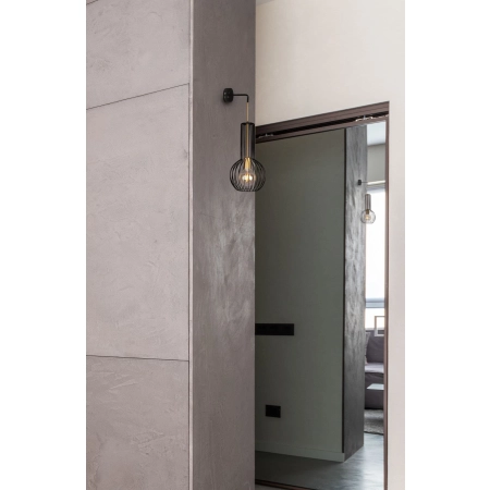 Druciana, dekoracyjna lampa ścienna do łazienki K-4523 z serii ARVI BLACK - wizualizacja