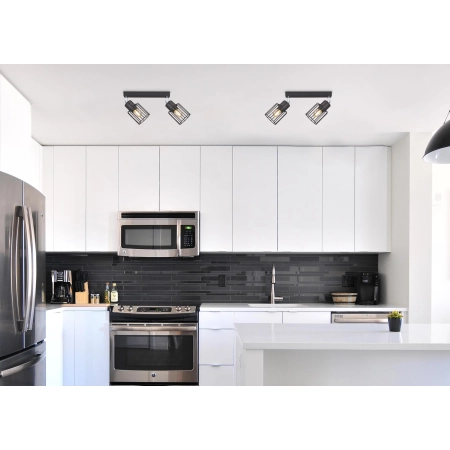 Druciane lampy na listwie do kuchni i jadalni K-4561 z serii TROY BLACK - wizualizacja