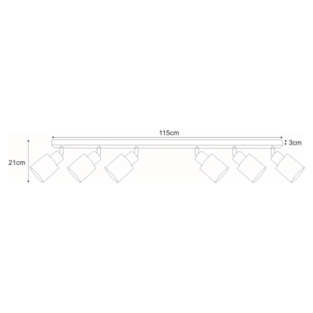 Szara, minimalistyczna lampa sufitowa listwa K-4588 z serii TROY GRAY - wymiary