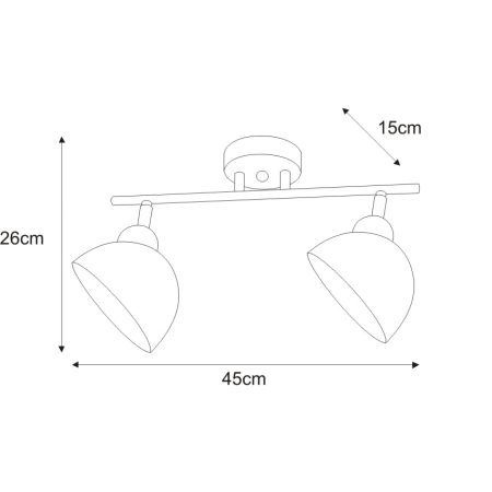 Dwupunktowa lampa sufitowa do kuchni K-JSL-1306/2W z serii HORNET - wymiary