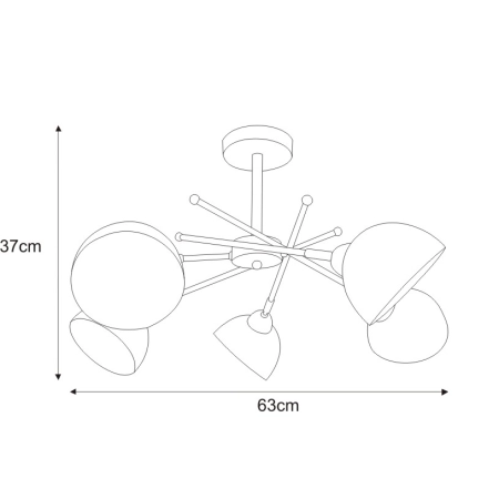 Designerski żyrandol do nowoczesnego salonu K-JSL-1286/5-2 z serii HORNET - wymiary