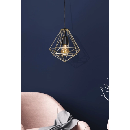 Dekoracyjna, druciana lampa wisząca do sypialni K-4815 z serii GOLD - wizualizacja