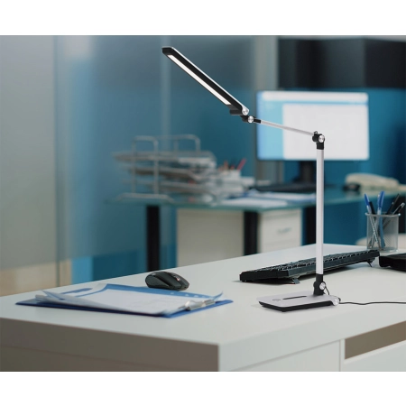 Srebrna, regulowana lampka biurkowa K-BL1121 SREBRNY z serii RICO - wizualizacja