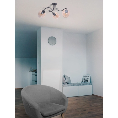 Potrójna lampa sufitowa z bursztynowymi kloszami K-5190 z serii DIUNA - wizualizacja