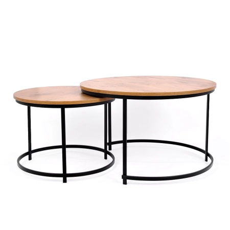 Okrągły stolik kawowy, drewniany blat KS-28 z serii KAJA HOME