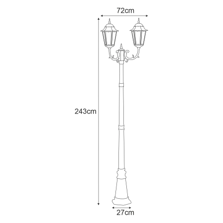 Dwuramienna lampa zewnętrzna K-7006A2/2 CZARNY/ZŁOTY z serii LOZANA - wymiary