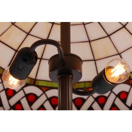 Lampa podłogowa z dużym, witrażowym kloszem K-F182208 z serii TIFANY