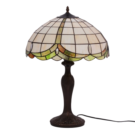 Lampka stołowa z szerokim, witrażowym kloszem K-G162166 z serii PAPI