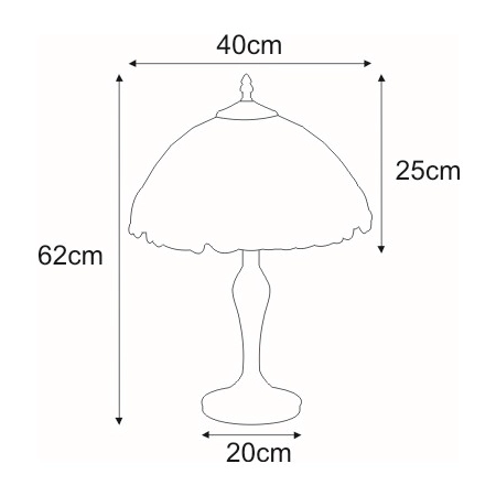 Lampka stołowa z szerokim, witrażowym kloszem K-G162166 z serii PAPI - wymiary