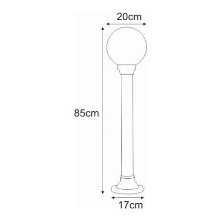 Lampa ogrodowa 85cm K-ML-OGROD 200 0.6 KL. PRYZMAT z serii ASTRID - wymiary
