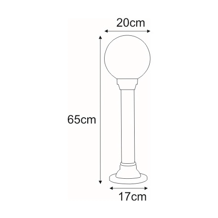 Niska lampa ogrodowa K-ML-OGROD 200 0.4 KL. OPAL z serii ASTRID - wymiary