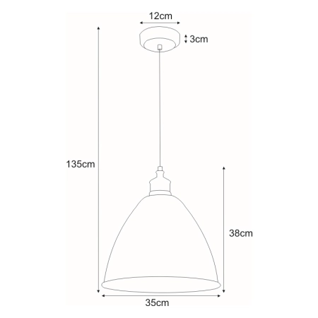 Lampa wisząca do industrialnej kuchni K-8005A-1 WH z serii WATSO WHITE - wymiary
