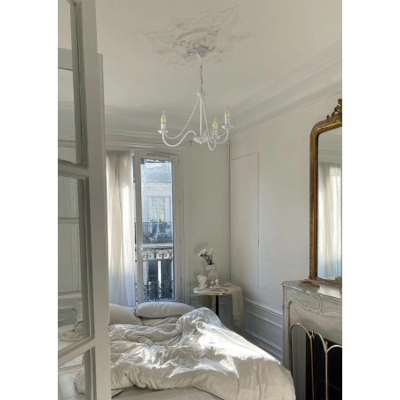Nowoczesna, biała lampa wisząca do sypialni K-3995 z serii BARTEZ II - wizualizacja