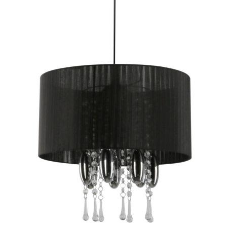 Elegancka, czarna lampa wisząca z kryształkami 661/1 CZA z serii CAMILLA