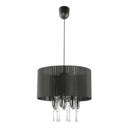 Elegancka, czarna lampa wisząca z kryształkami 661/1 CZA z serii CAMILLA 2