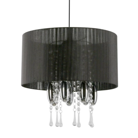 Elegancka, czarna lampa wisząca z kryształkami 661/1 CZA z serii CAMILLA 7