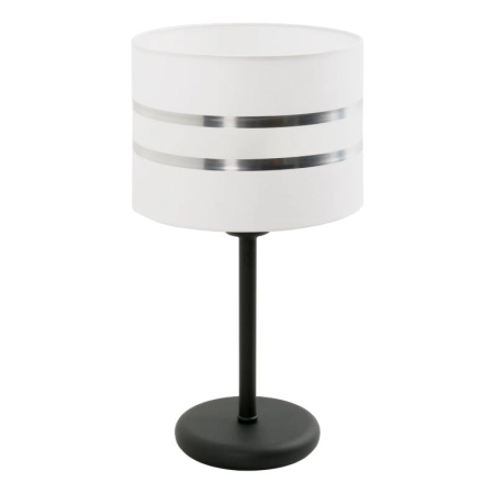 Prosta, czarna lampka stołowa z białym abażurem 851/LM z serii FABIO
