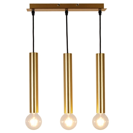Lampa wisząca potrójna złota długie tuby LEDEA 50103037 z serii DALLAS