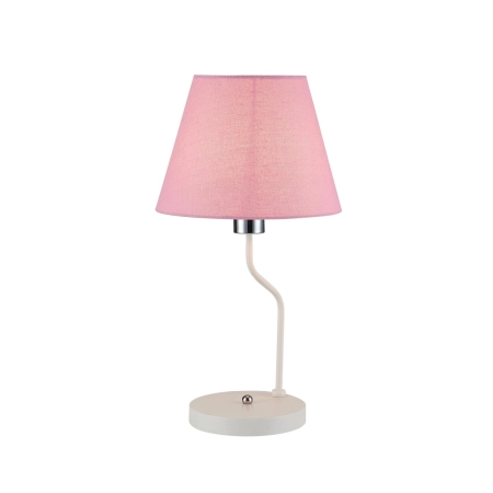 Biała lampka stołowa z różowym abażurem E14 LEDEA 50501100 z serii YORK