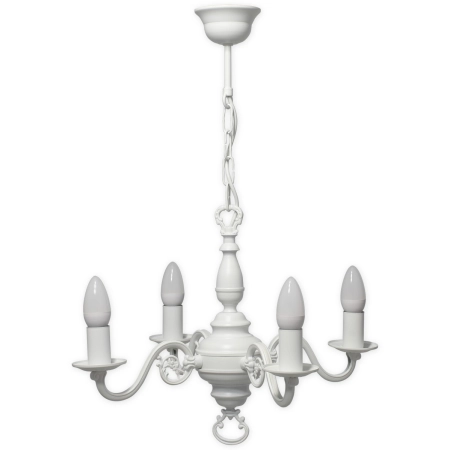 Biały żyrandol, lampa wisząca do salonu 384 W4 BIA z serii ŚWIECZNIK