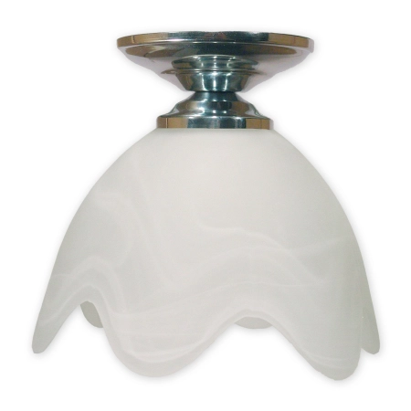 Srebrna lampa sufitowa z ozdobnym, białym kloszem 001/W1 K_2 LEMIR
