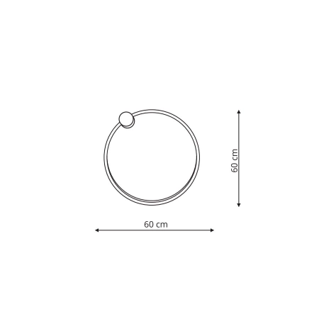 Obręcz ścienna, czarny, ledowy ring ⌀60 LP-999/1W S BK z serii MIRROR 2