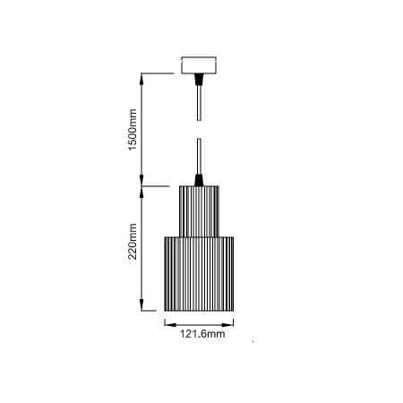 Industrialna, wąska, czarna lampa wisząca LP-787/1P L BK z serii TOKIO - wymiary