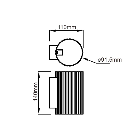 Kinkiet w kształcie tuby, do korytarza LP-787/1W BK z serii TOKIO - wymiary
