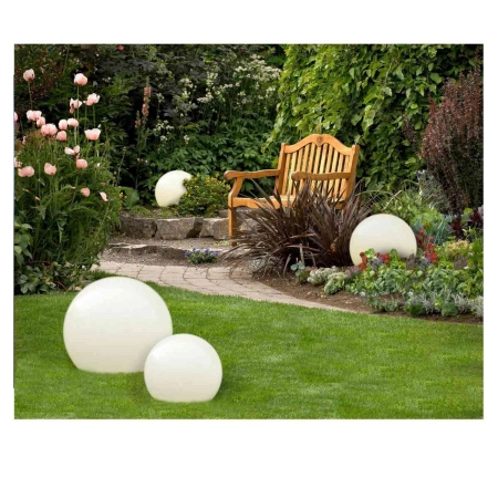 Biała, ogrodowa kula świecąca ⌀40cm LP-JH-1095-450 z serii GAJA 2