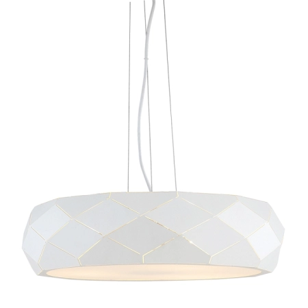 Designerska, biała, geometryczna lampa wisząca LP-8069/1P WH z serii REUS